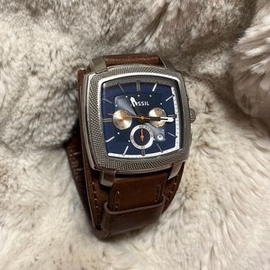 FOSSIL FS4810 Leather Mens cuff Watch